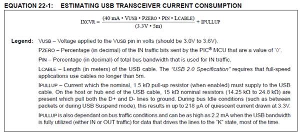 The power consumed by a USB transceiver